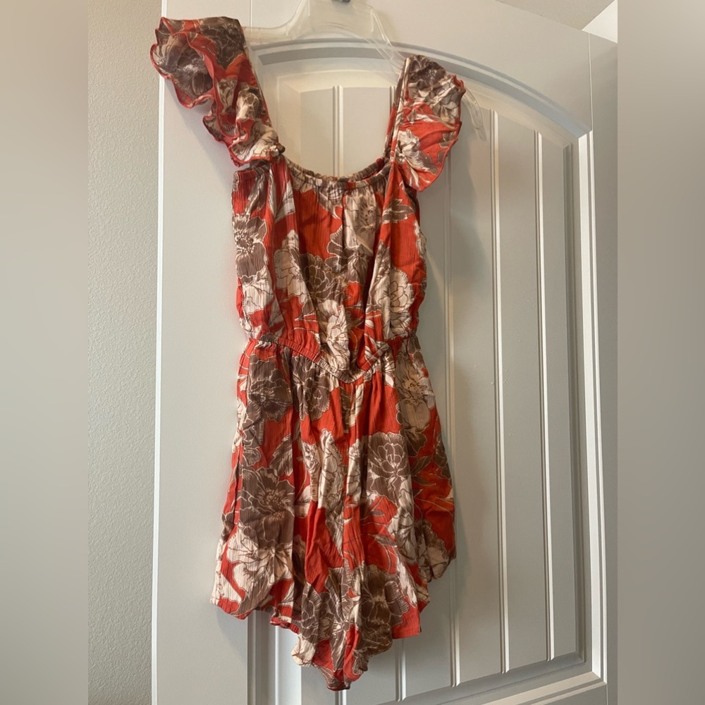 Womens Floral Coral Romper